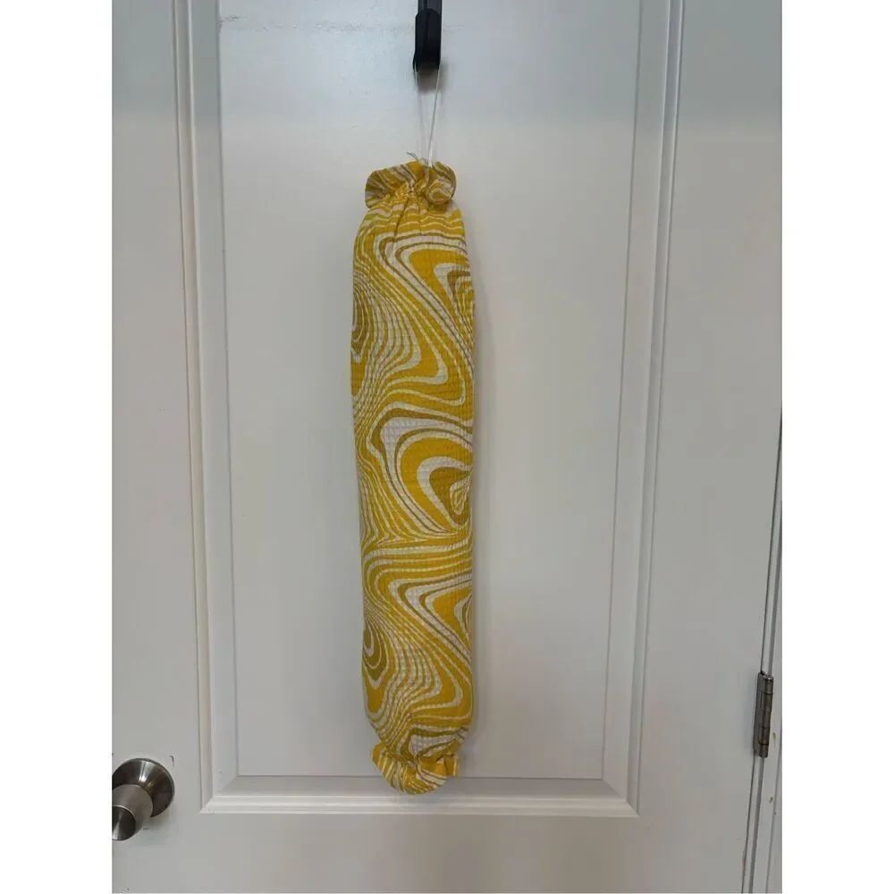 Handmade Plastic Bag Holder- Yellow Swirls